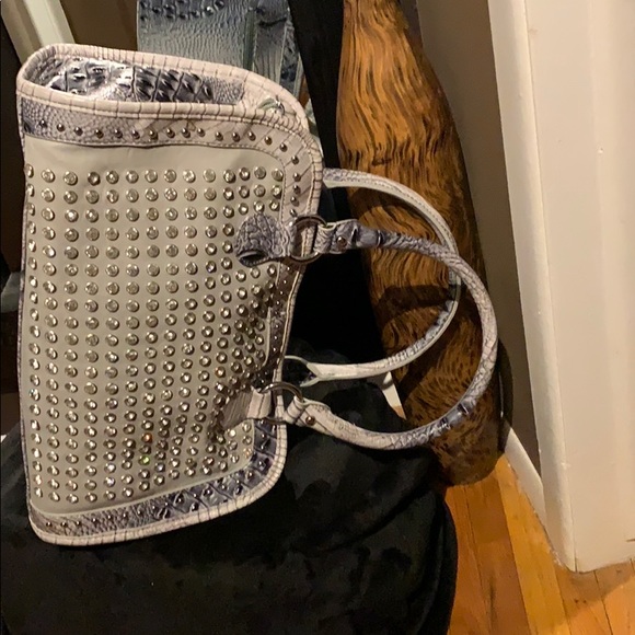 Gray Handbag with Silver Studded Rhinestones - Picture 5 of 5